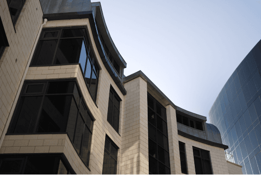 Enhanced commercial building appearance with window tinting