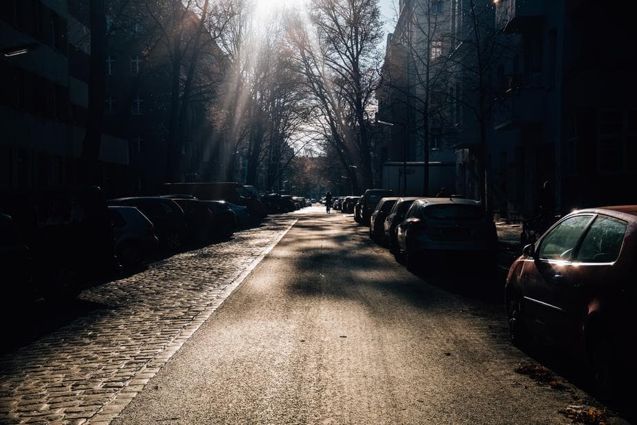 Sunlight on city street