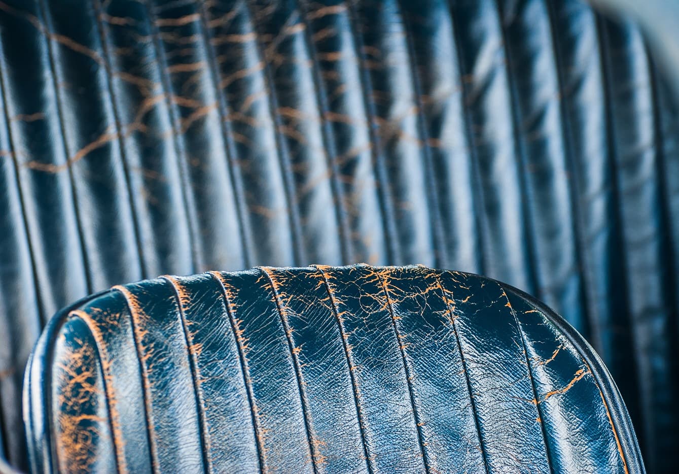 Worn leather car interior